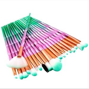 20pc Metallic Ombré Geometric Makeup Brush Set High Quality